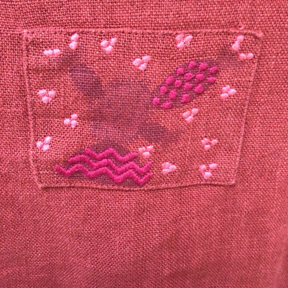 Gudrun Sjoden Red Tunic with Purple Accents, 100% linen, embroidered, sz L - Picture 9 of 13